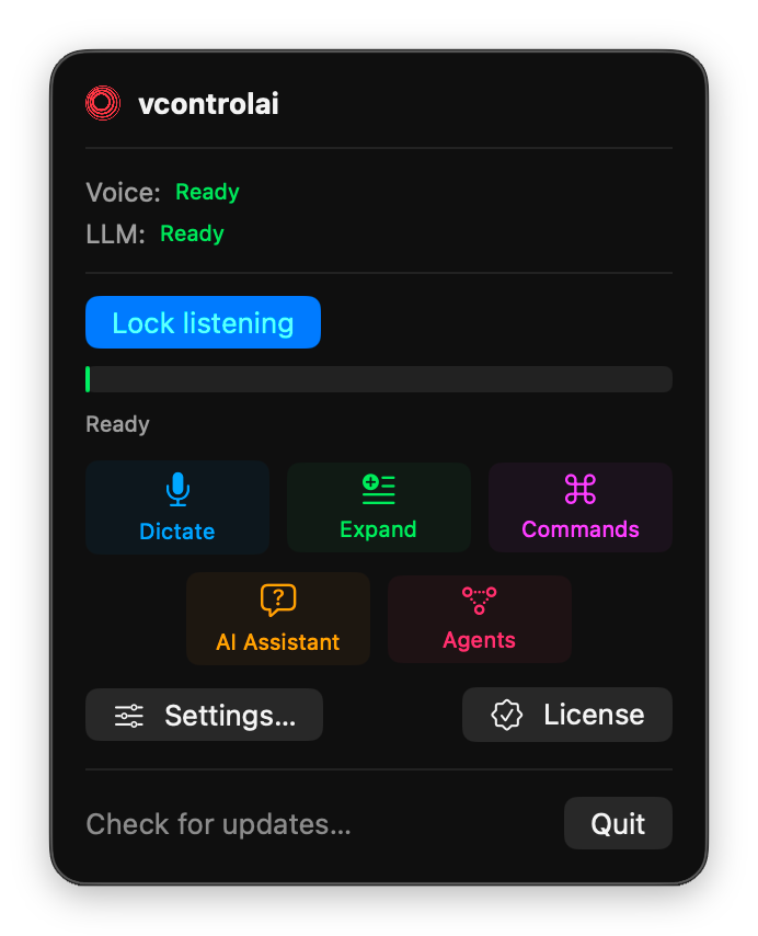 VControl AI menu-bar companion