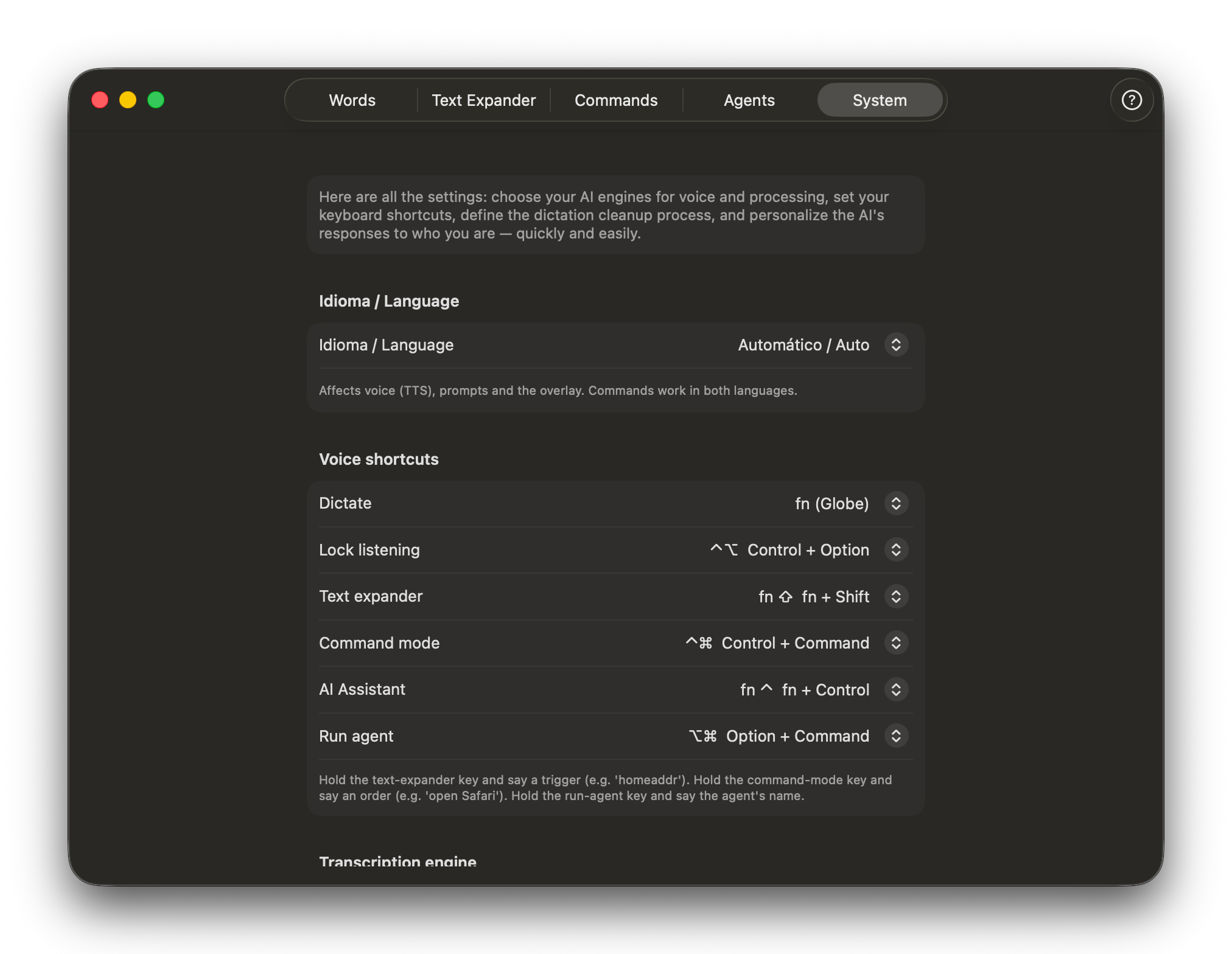 System settings